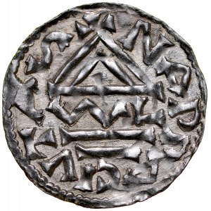 Německo, Heinrich II 985-995, Denár, Nabburg.