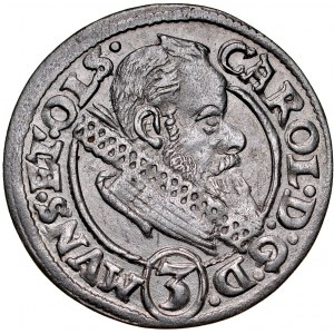Slezsko, Ziębicko-Oleśnické knížectví, Karel II. 1587-1617, 3 krajcary 1616, Oleśnica.