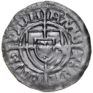 Paweł von Russdorf 1423-1441, Szeląg, Av.: Tarcza wielkiego mistrza, Rv.: Tarcza krzyżacka.