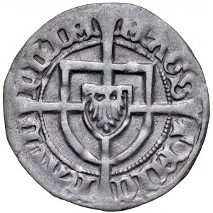 Michał Kuchmeister von Sterberg 1414-1422, Szeląg, Av.: Tarcza wielkiego mistrza, Rv.: Tarcza krzyżacka.