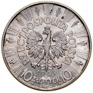 II RP, 10 złotych 1939, Piłsudski, Warszawa.