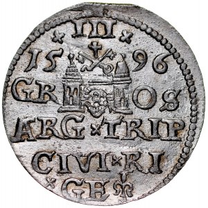 Zygmunt III 1587-1632, Trojak 1596, Ryga.