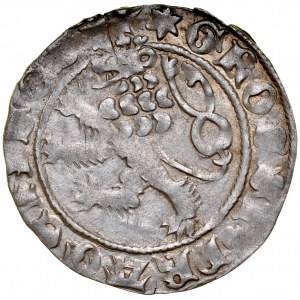 Karl I. 1346-1378, Prager Pfennig, Av: Königskrone, Rv.: Böhmischer Löwe