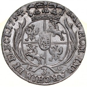August III 1733-1763, Trojak 1754 E-C, Leipzig.