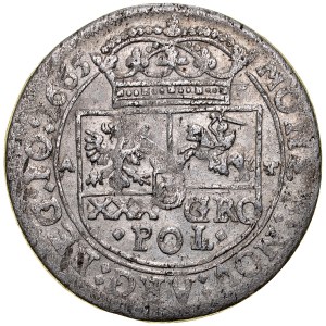 Johannes II. Kasimir 1649-1668, Tymf 1665, Bromberg, Krakau. REG PO