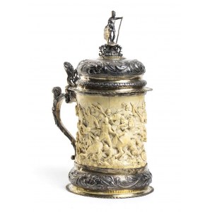 German ivory and silver tankard - 19th century