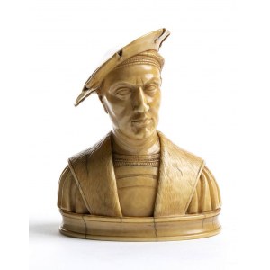 Italian ivory carving depicting a merchant - Genoese area, late 18th to early 19th century