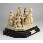 English ivory figural group of a Tea Garden - last quarter of 19th century
