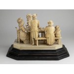 English ivory figural group of a Tea Garden - last quarter of 19th century