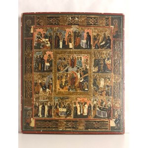Russian icon of the Twelve Great Feasts - 19th century