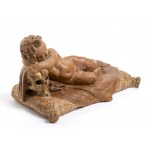 Sleeping putto over a skull - Italy, 19th century