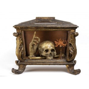 Display case Luigi XIV with ceroplastic elements - 19th century