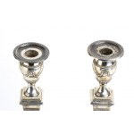 Pair of English Victorian sterling silver candlesticks - Sheffield 1874, mark of HAWKSWORTH, EYRE & Co.