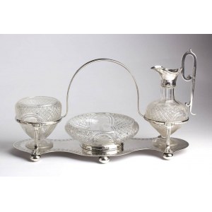 English Victorian sterling silver strawberry serving set - London 1870, mark of Martin Hall & Co.