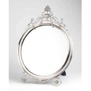 English Edwardian sterling silver table frame mirror - London 1910, mark of WILLIAM COMYNS & SONS