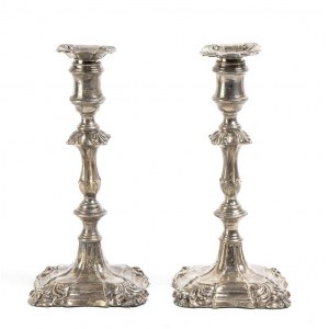 Pair of English Victorian sterling silver candlesticks - Sheffield 1843, mark of WALKER KNOWLES & Co.