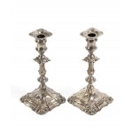 Pair of English Victorian sterling silver candlesticks - Sheffield 1843, mark of WALKER KNOWLES & Co.