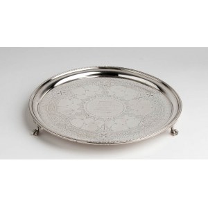 English Victorian sterling silver salver - London 1877, mark of MARTIN . HAAL & Co.