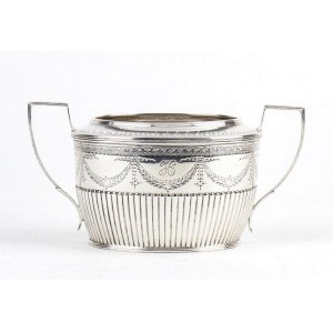 English Victorian sterling silver Sugar Basket - London 1883, marks of argentieri HOLLAND, ALDWICNKLE & SLATER