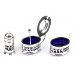 English sterling silver Salt, Pepper and Mustard pot - Birmingham 1921, mark of DOCKER & BURN