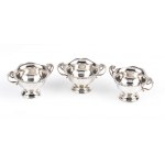 Three Irish sterling silver salt cellars - Dublin 1907-1908, mark of WEST & SON