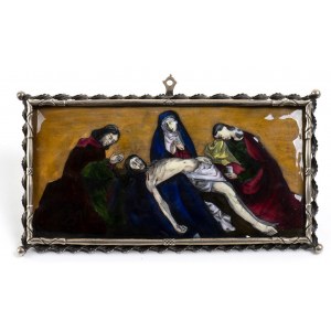 Spanish plaque depicting Deposition - Madrid, early 20th century, silversmith PLATERIA LOPEZ