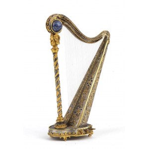 Italian silver and lapisslazuli harp - 1960s