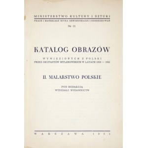 CATALOGUE of paintings exported from Poland by the Nazi occupiers between 1939 and 1945 [Vol.] 2:...