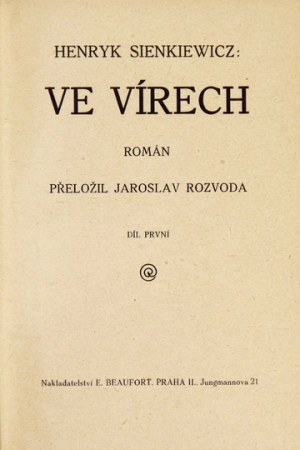 SIENKIEWICZ H. - Wiry - w języku czeskim. 1910