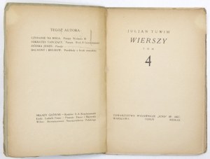 TUWIM J. – Wierszy tom 4. Warszawa 1923. Okładka T. Gronowskiego.