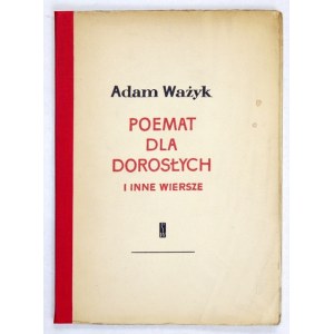 WA¯YK Adam - Poem for adults and other poems. 1st ed.