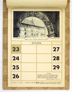 CALENDAR of the Committee for the Construction of the National Museum in Cracow for the year 1938. Cracow. Nakł. Committee [...]. 16d podł., p. [55]....