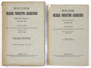 ROCZNIK Polskiego Towarzystwa Geologicznego. T. 8, z. 1-2. Za rok 1932. Kraków. 1932....