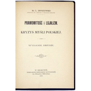 ZBYSZEWSKI L. - Demokracya katolicka w Polsce. Wyd. II 1897
