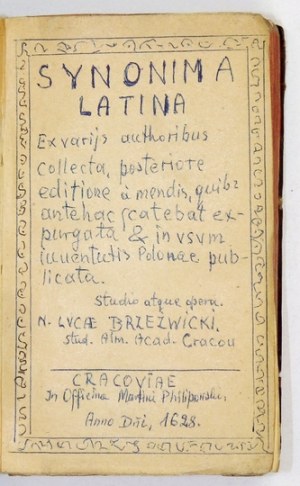BRZEZWICKI L. - Synonyma Latina. Polish-Latin dictionary. 1628