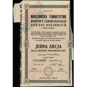 Polska, 1 akcja na 625 złotych, 1925, Warszawa