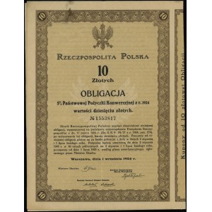 Rzeczpospolita Polska (1918-1939), 5 % Państwowa Pożyczka Konwersyjna wartości 10 złotych, 1.09.1924