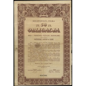 Republic of Poland (1918-1939), 3% Premium Construction Loan for 50 gold zlotys, 1.08.1930