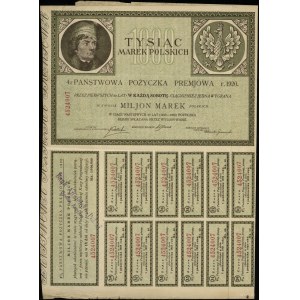 Poland, 4% loan for 1,000 Polish marks, 1920