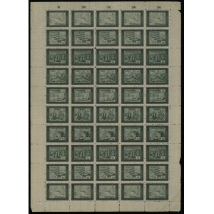 Polen während des Zweiten Weltkriegs, Bogen mit ungeschnittenen Briefmarken im Wert von 5 Punkten, 1942-1944