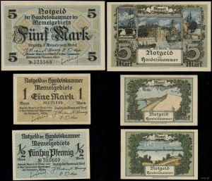 Prusy Wschodnie, zestaw: 1/2 marki, 1 marka i 5 marek, 22.02.1922
