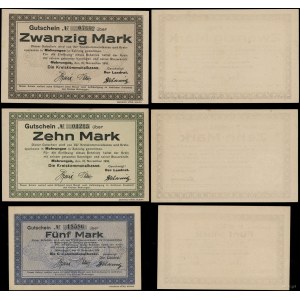 East Prussia, set: 5, 10 and 20 marks, 10.11.1918