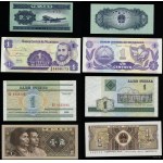 a set of different banknotes, a set of 23 banknotes from different countries