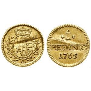 Niemcy, 1/4 dukata (złota odbitka 1 feniga), 1765 C, Drezno