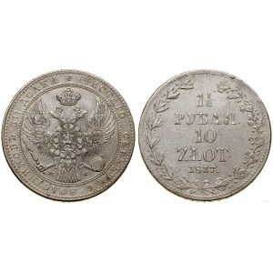 Poland, 1 1/2 rubles = 10 zlotys, 1837 MW, Warsaw