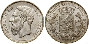 Belgia, 5 franków, 1870, Bruksela