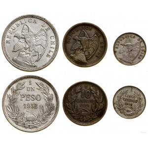Chile, zestaw 3 monet