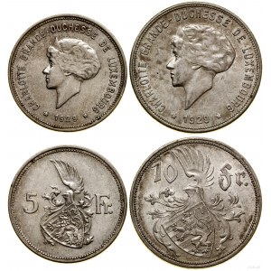 Luxembourg, set: 10 francs and 5 francs, 1929