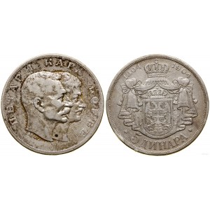 Serbia, 5 dinarów, 1904, Wiedeń