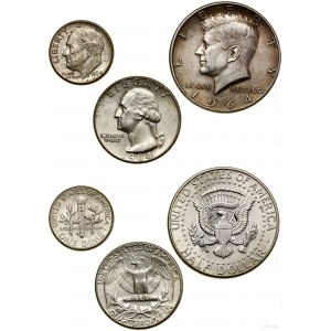 United States of America (USA), set of 3 coins, 1964 D, Denver
